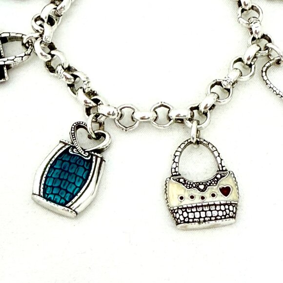 Brighton Purse/Handbag Charm Bracelet Silver Tone - VGC - Picture 3 of 8